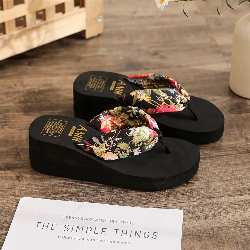 2024 Fashion Women Flip Flops Summer Beach Platform Slippers Casual Outside Wedges Sandals Summer Women Shoes