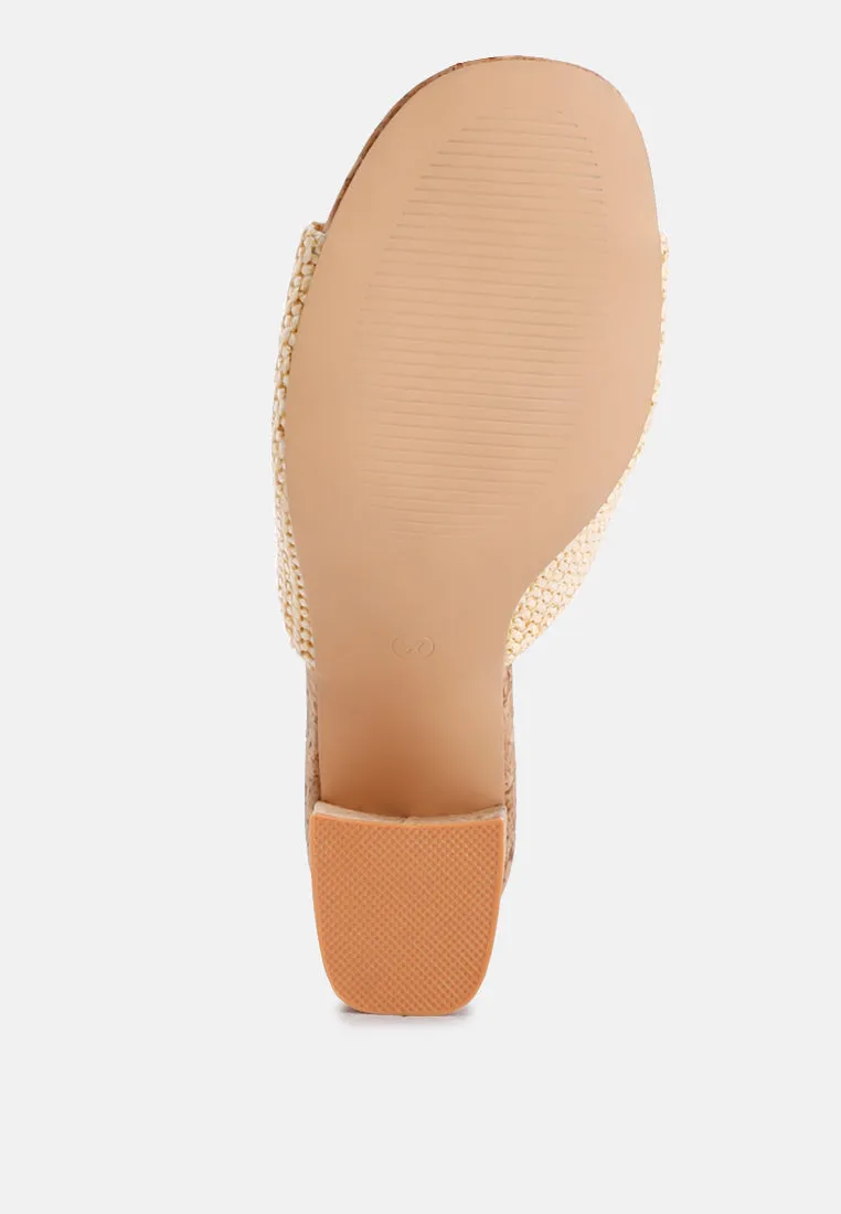 Addie Raffia Slip On Sandals