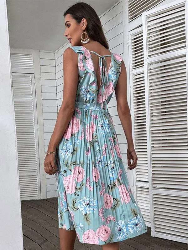 Azure Blossom Off-Shoulder Summer Dress