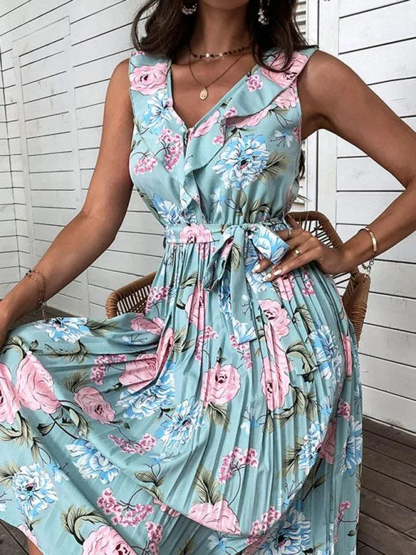 Azure Blossom Off-Shoulder Summer Dress