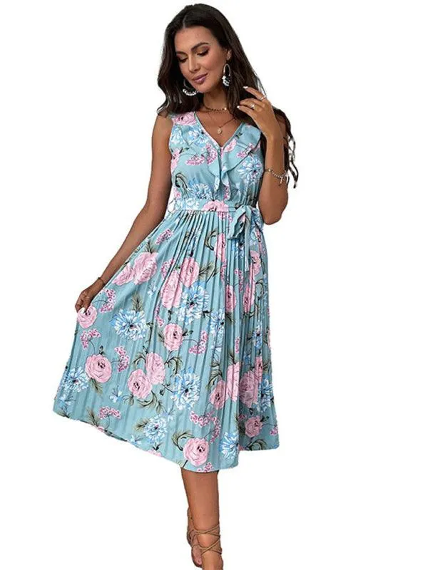 Azure Blossom Off-Shoulder Summer Dress