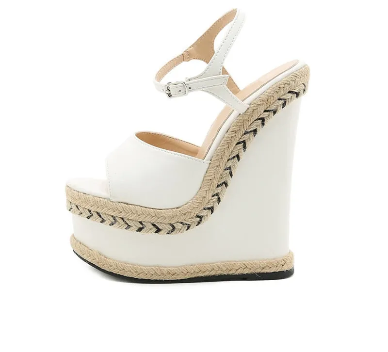 BerriesJam - Summer Fashion Open Toe Ankle Buckle Strap Platform Wedges