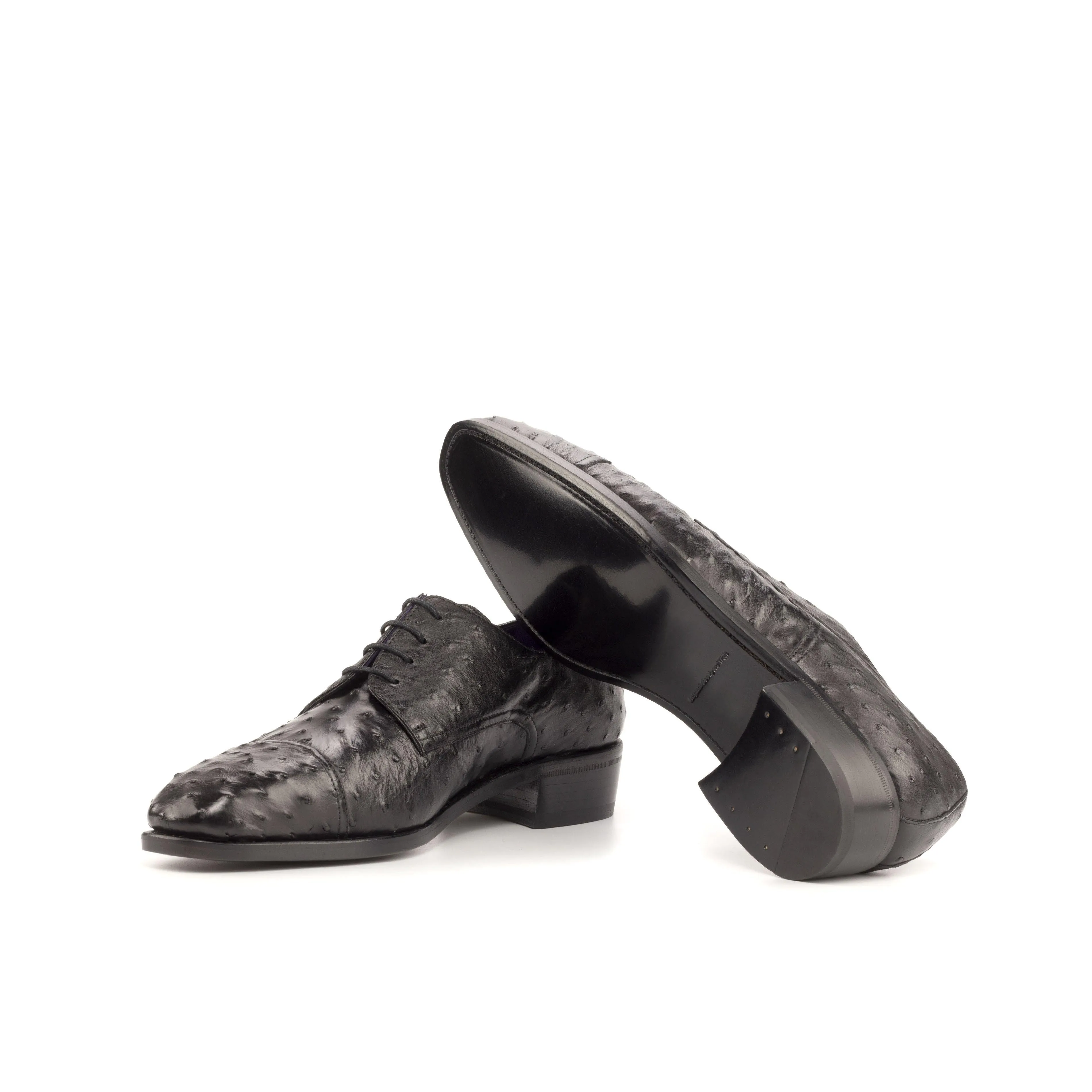 Black Ostrich Derby Shoes