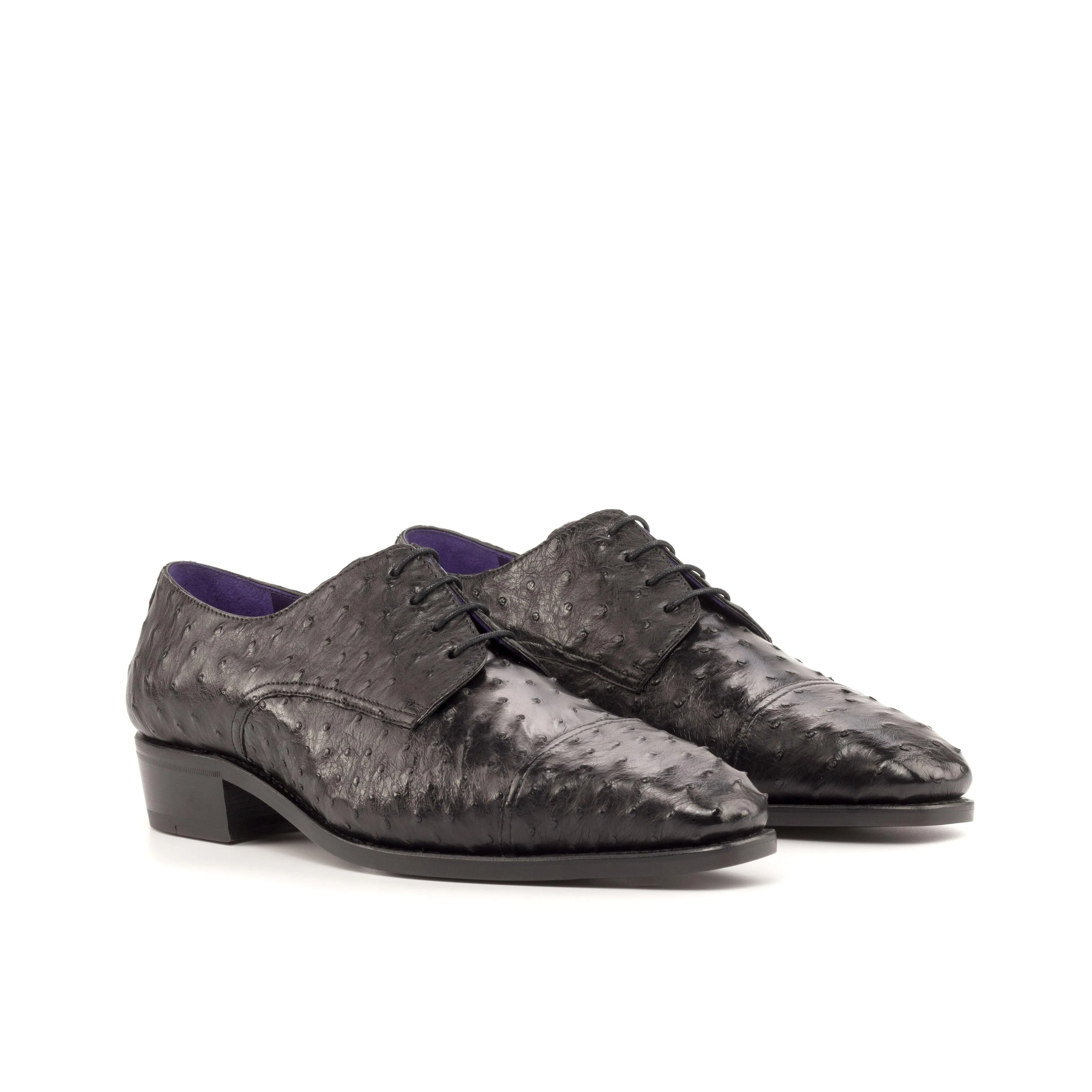 Black Ostrich Derby Shoes