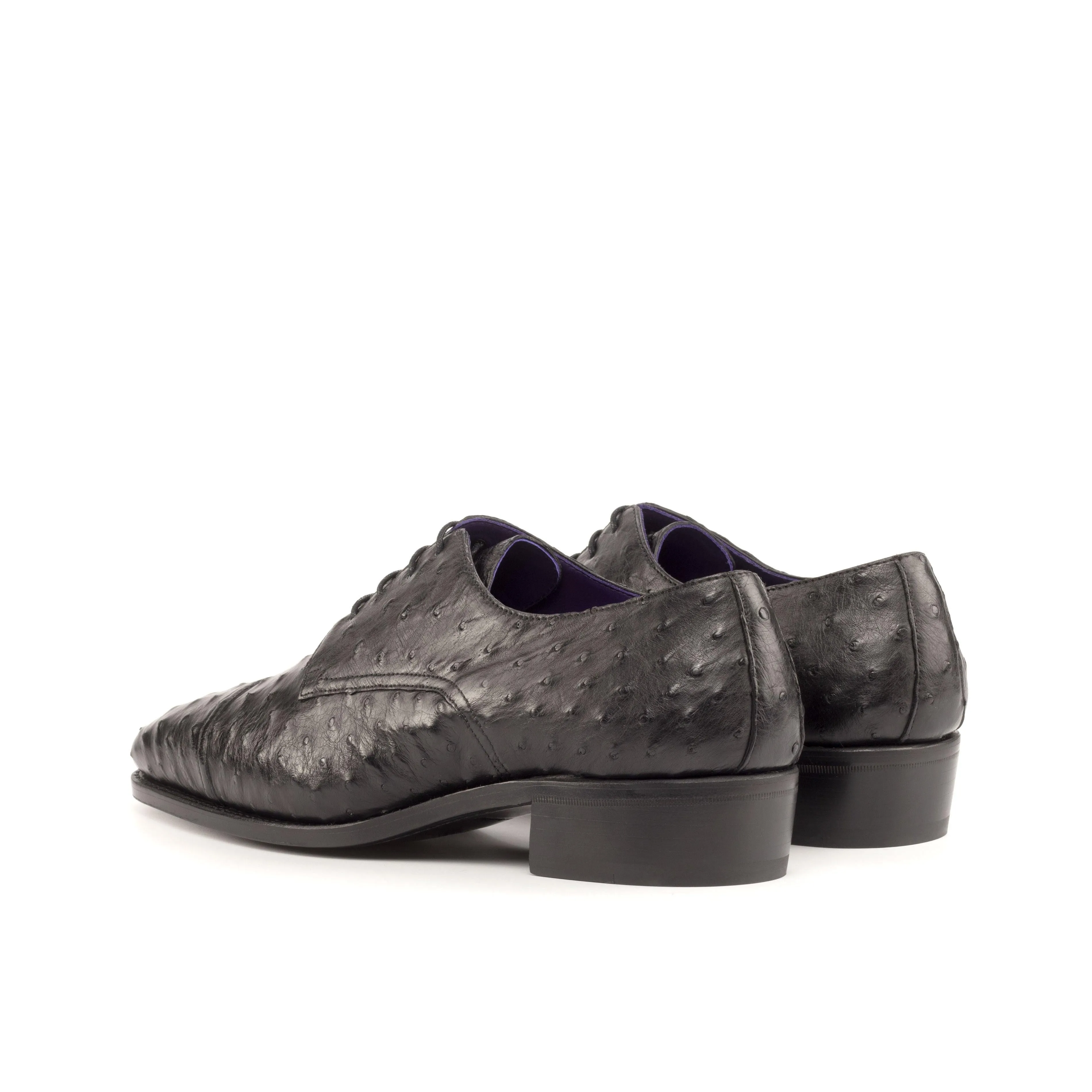 Black Ostrich Derby Shoes