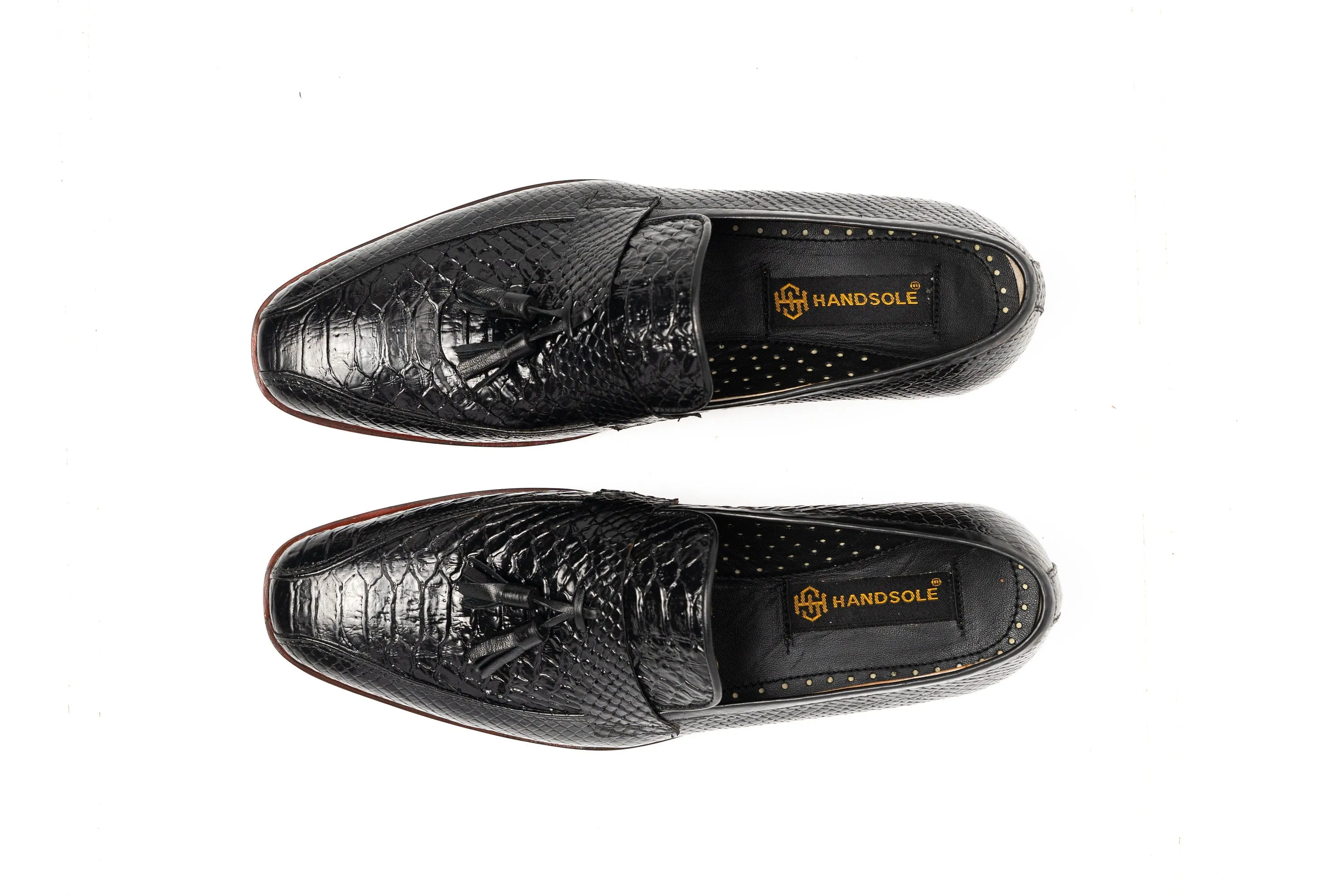 Black Tussle lizard pattern leather Loafer Perfect Adult gift, Men's Dress Casual Party Loafer