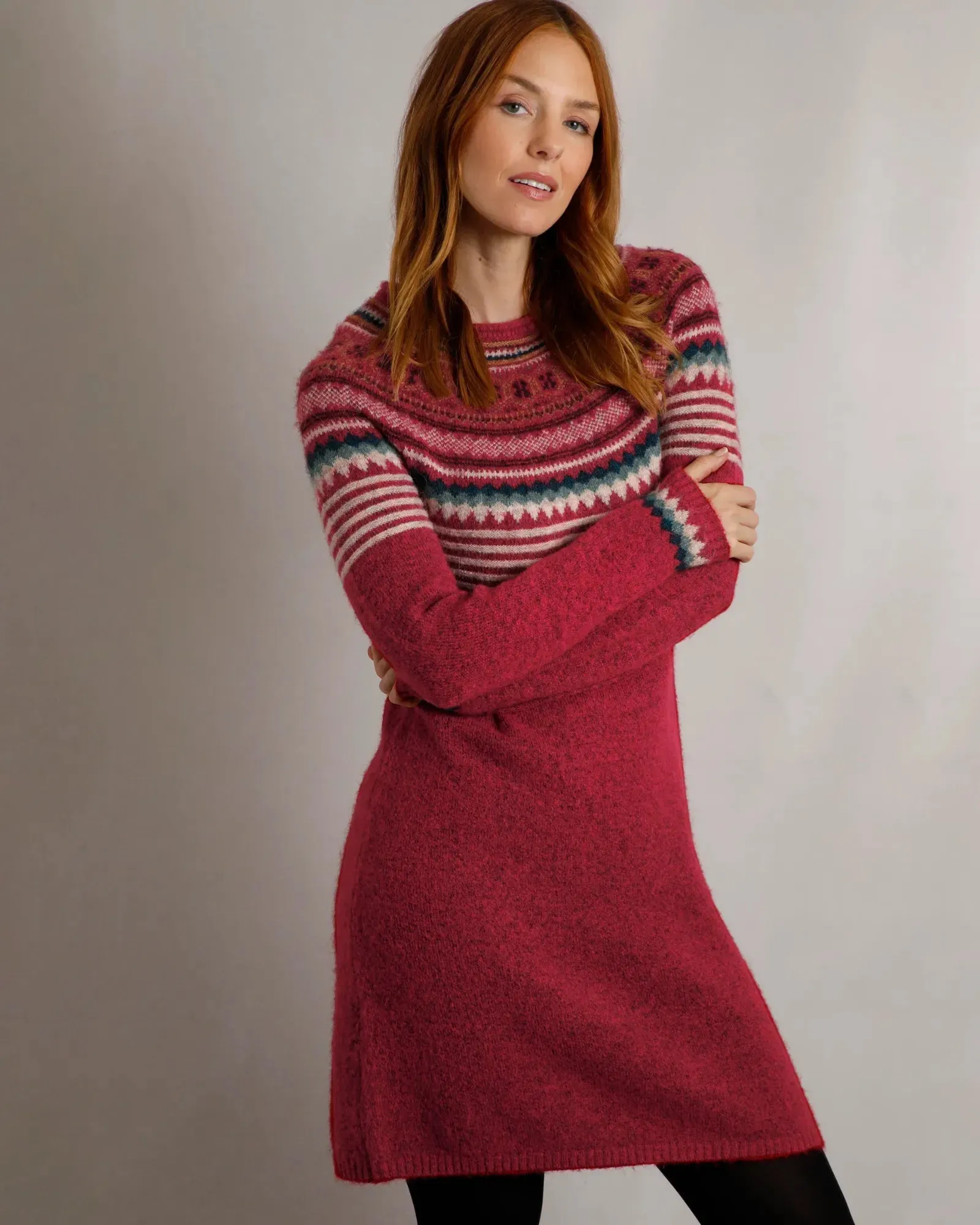 Blakely Rhubarb Eco Fair Isle Knitted Dress