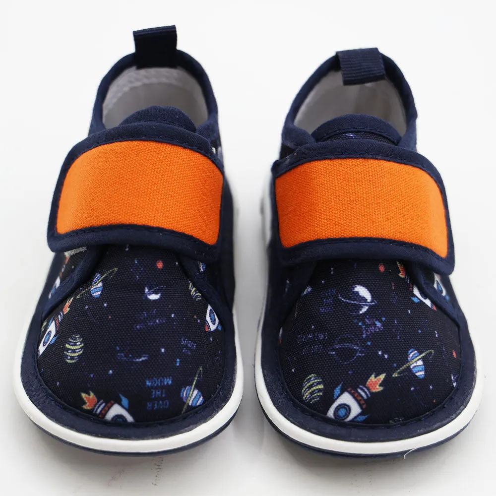 Blue & Navy Space Velcro Closure Chu Chu Music Shoes