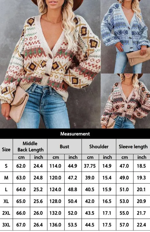 Bohemian Blossom | Women's V-Neck Knit Cardigan with Floral Elegance