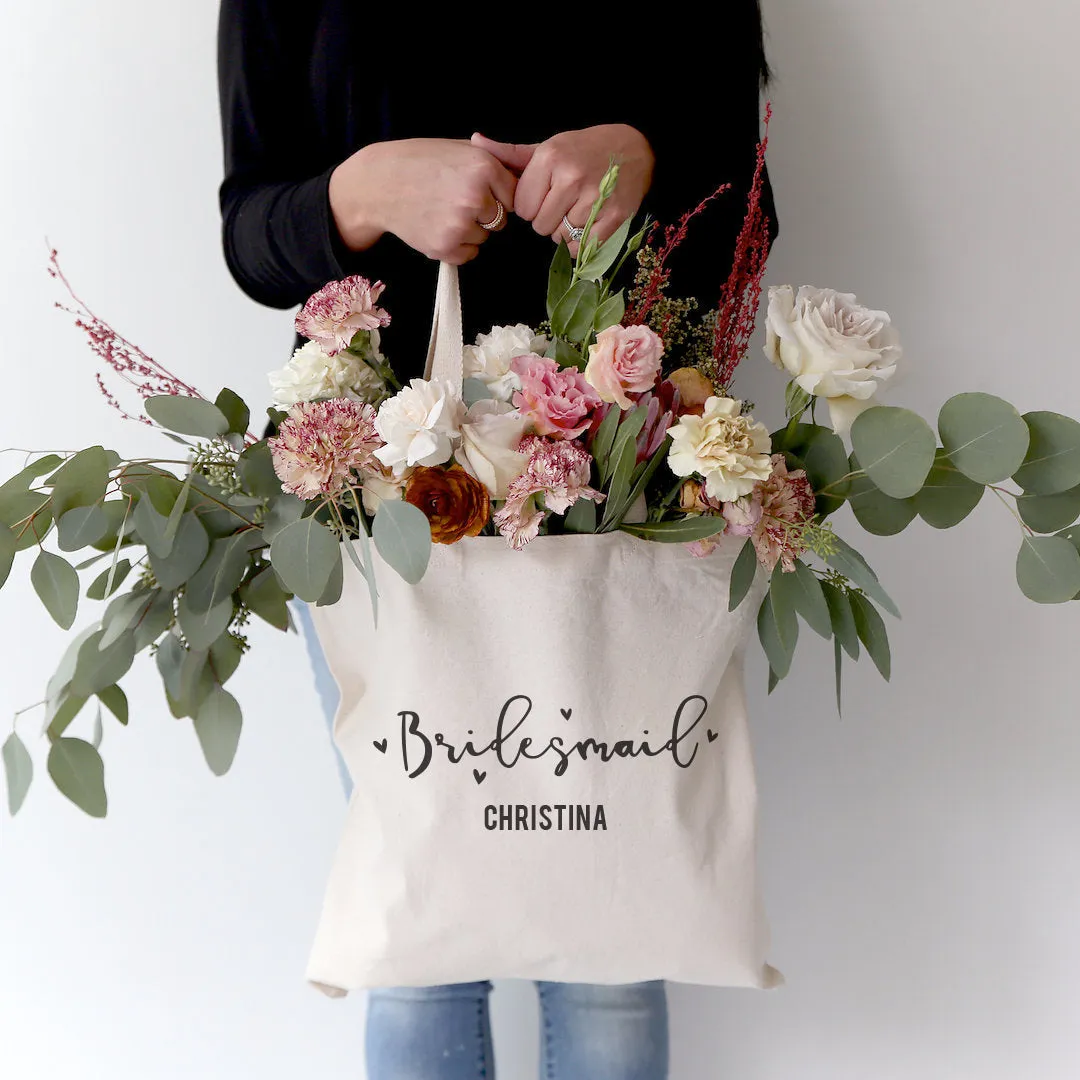 Bridesmaid Personalized Wedding Cotton Canvas Tote Bag by The Cotton & Canvas Co.