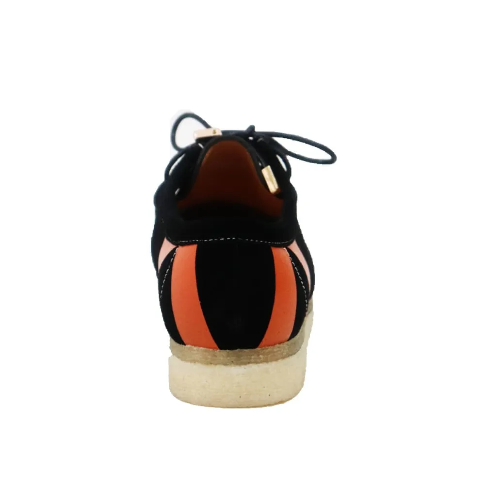 British Walkers Men's Wallabee Low Top Men's Black and Orange Striped Suede