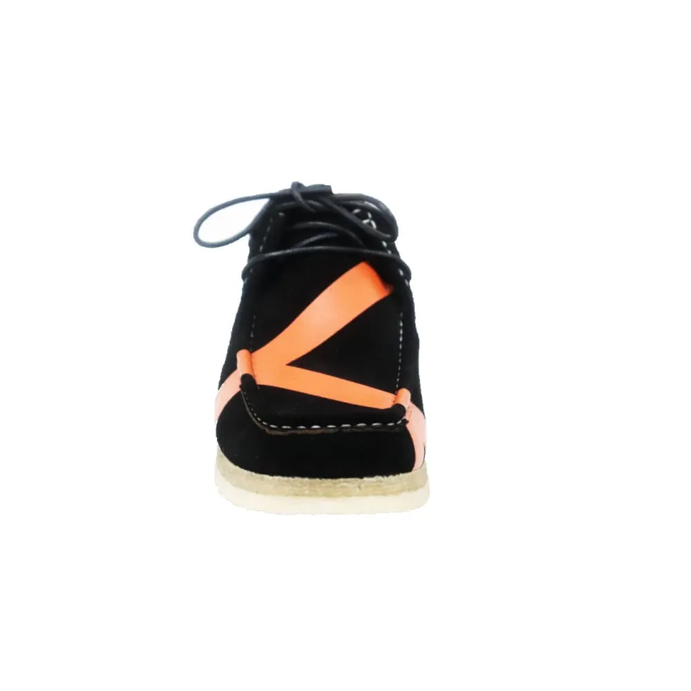 British Walkers Men's Wallabee Low Top Men's Black and Orange Striped Suede