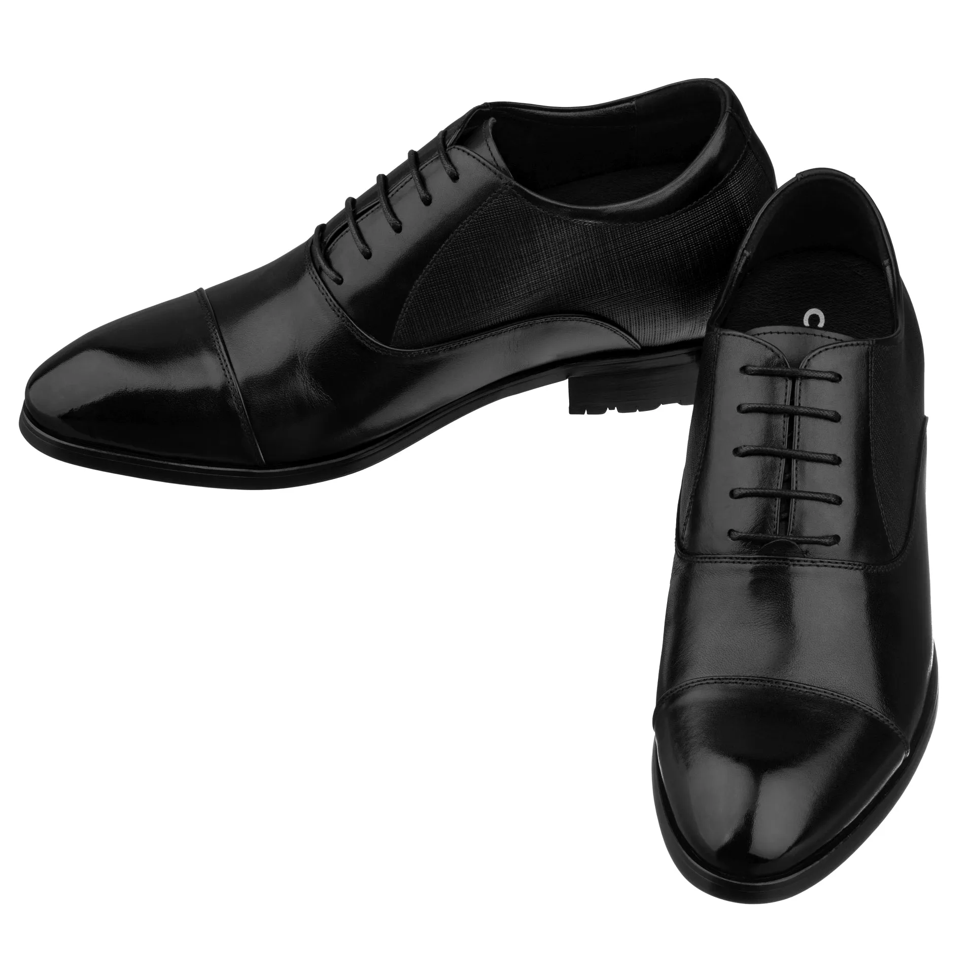 CALTO - Y6710 - 3 Inches Taller (Black) - Dress Shoes