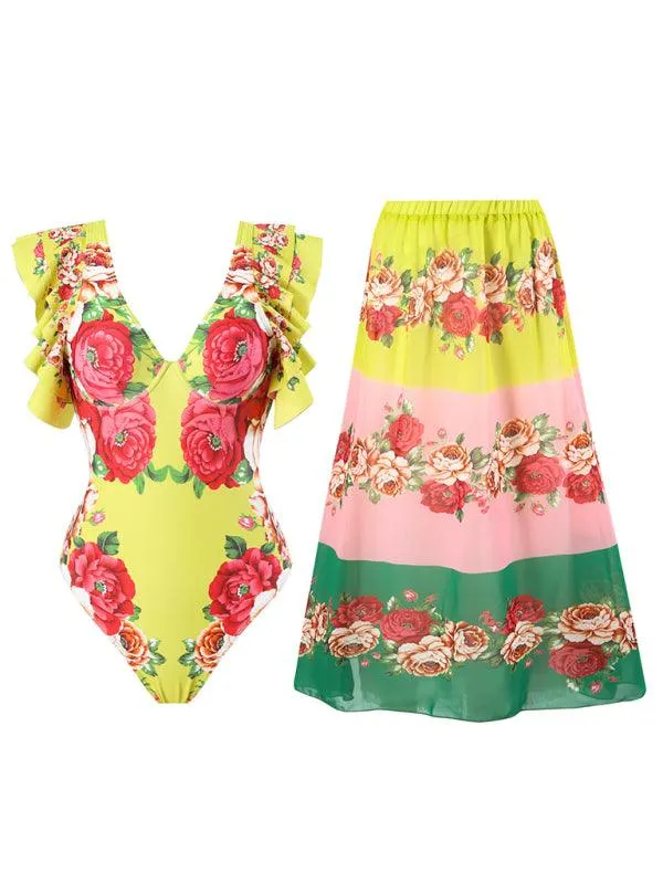 Chic Floral Swim Skirt - Stylish Summer Beachwear Ensemble