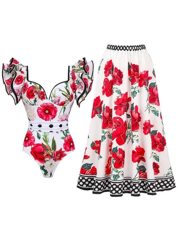 Chic Floral Swim Skirt - Stylish Summer Beachwear Ensemble