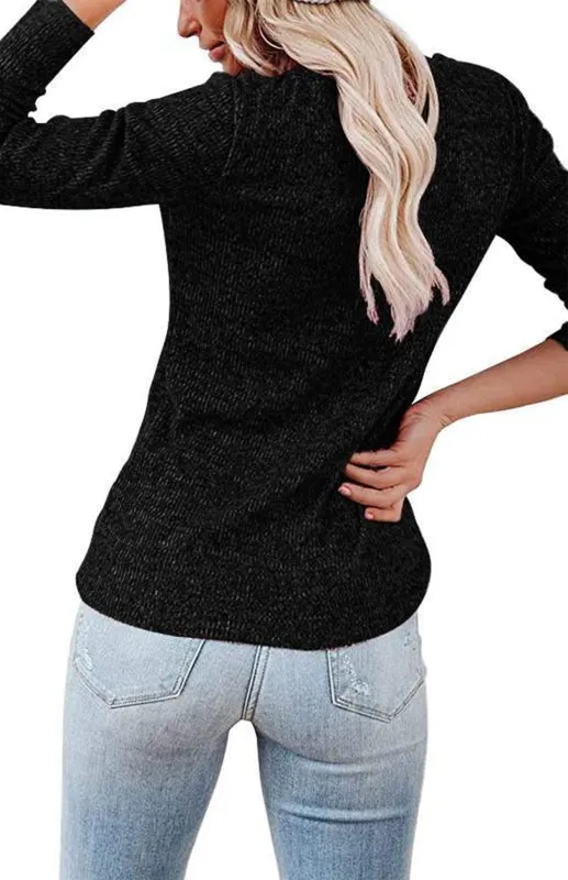 Chic Long Sleeve V-Neck Henley Blouse - Women's Casual Fashion Top