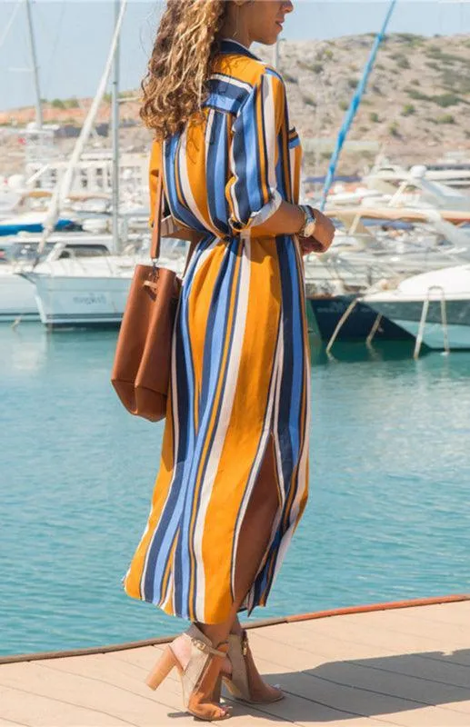 Chic Striped Chiffon Summer Dress - Trendy Women's Fashion