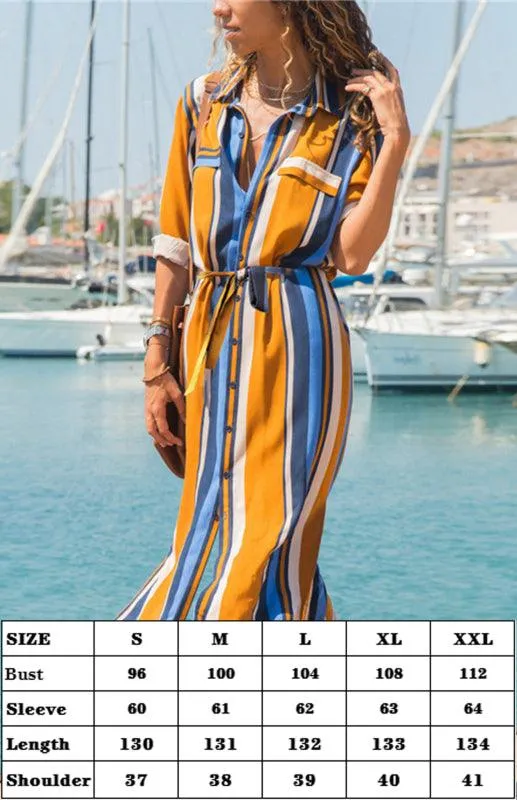 Chic Striped Chiffon Summer Dress - Trendy Women's Fashion