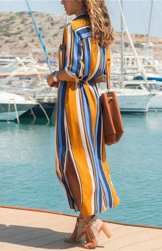 Chic Striped Chiffon Summer Dress - Trendy Women's Fashion