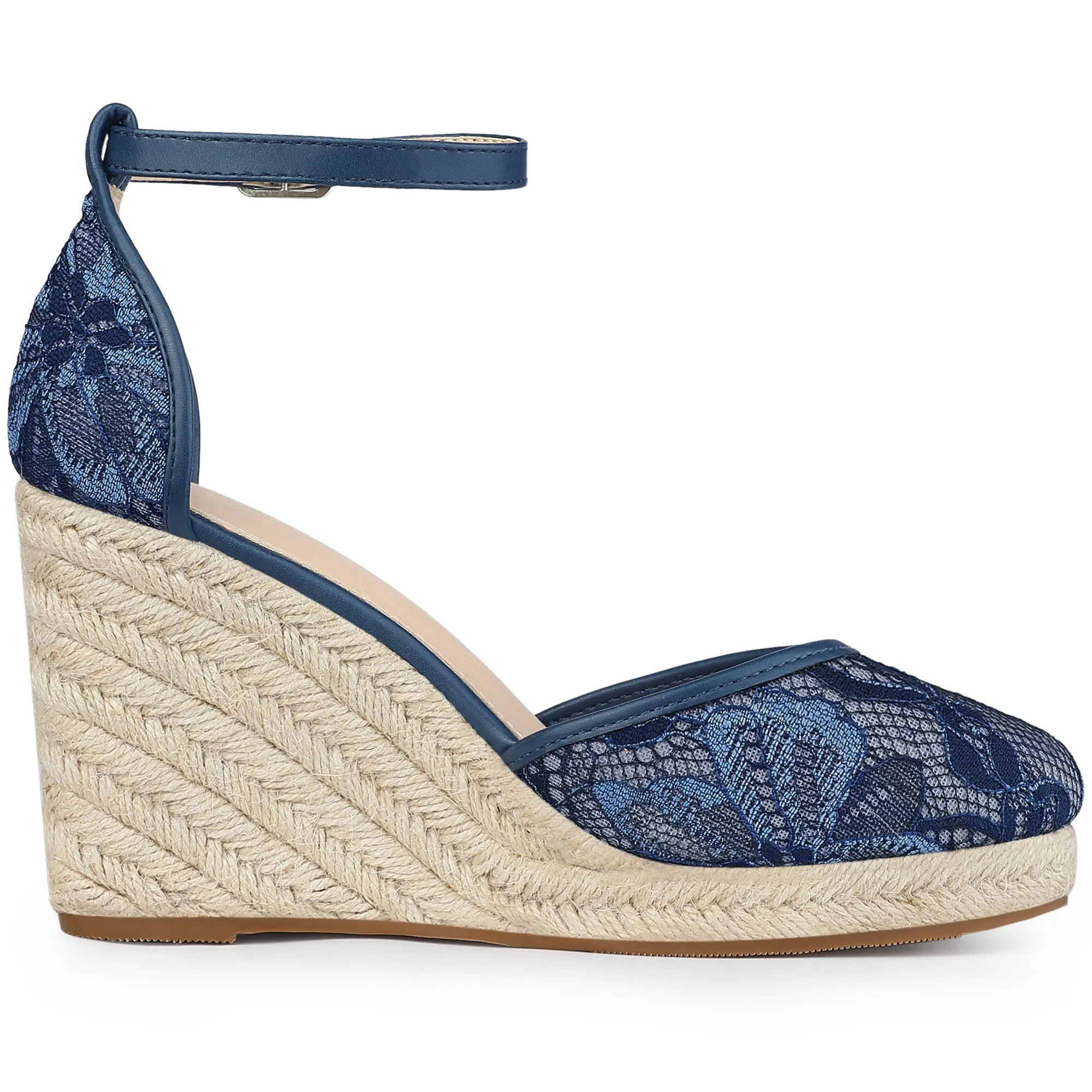 Closed Toe Espadrille Platform Heel Lace Wedge Sandals