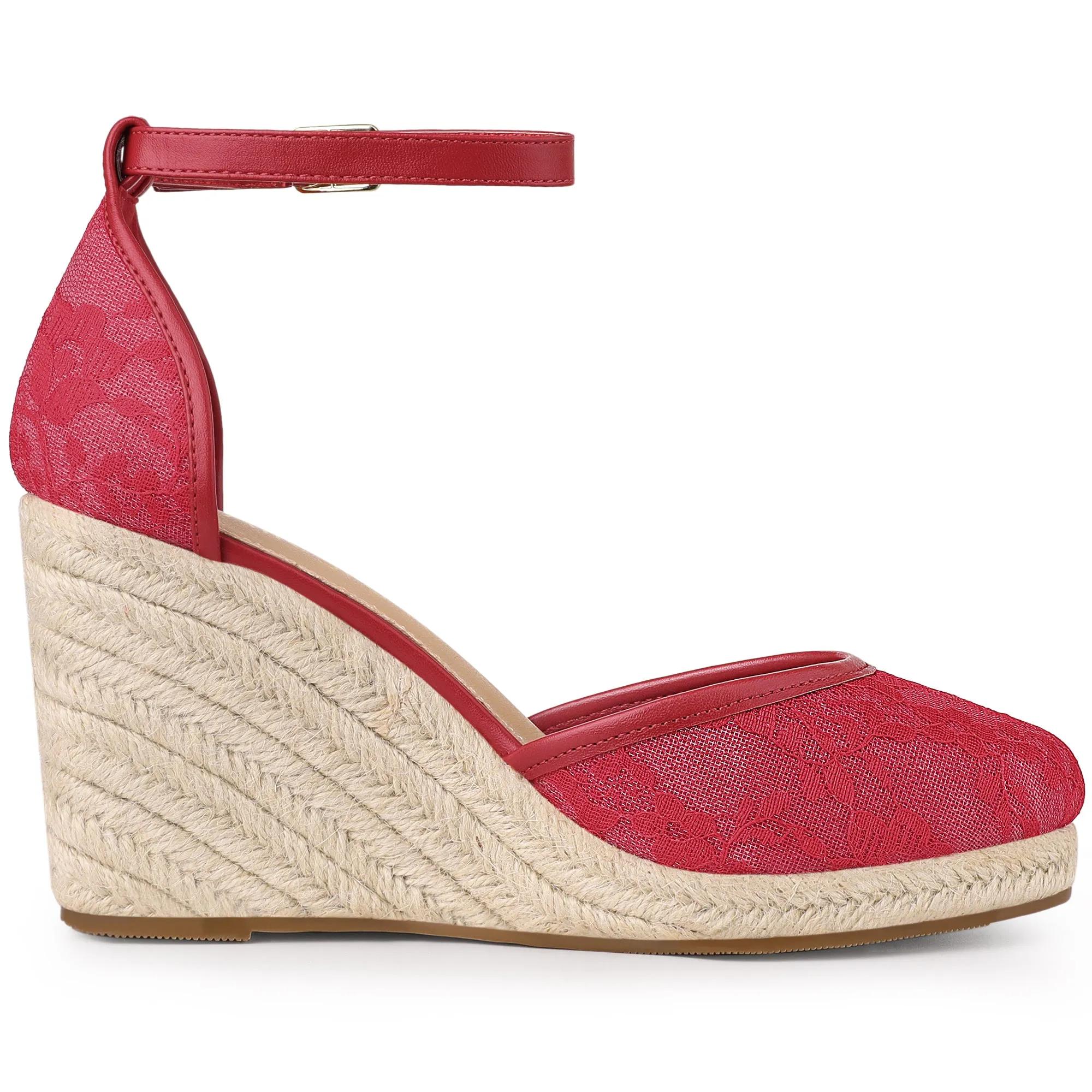 Closed Toe Espadrille Platform Heel Lace Wedge Sandals