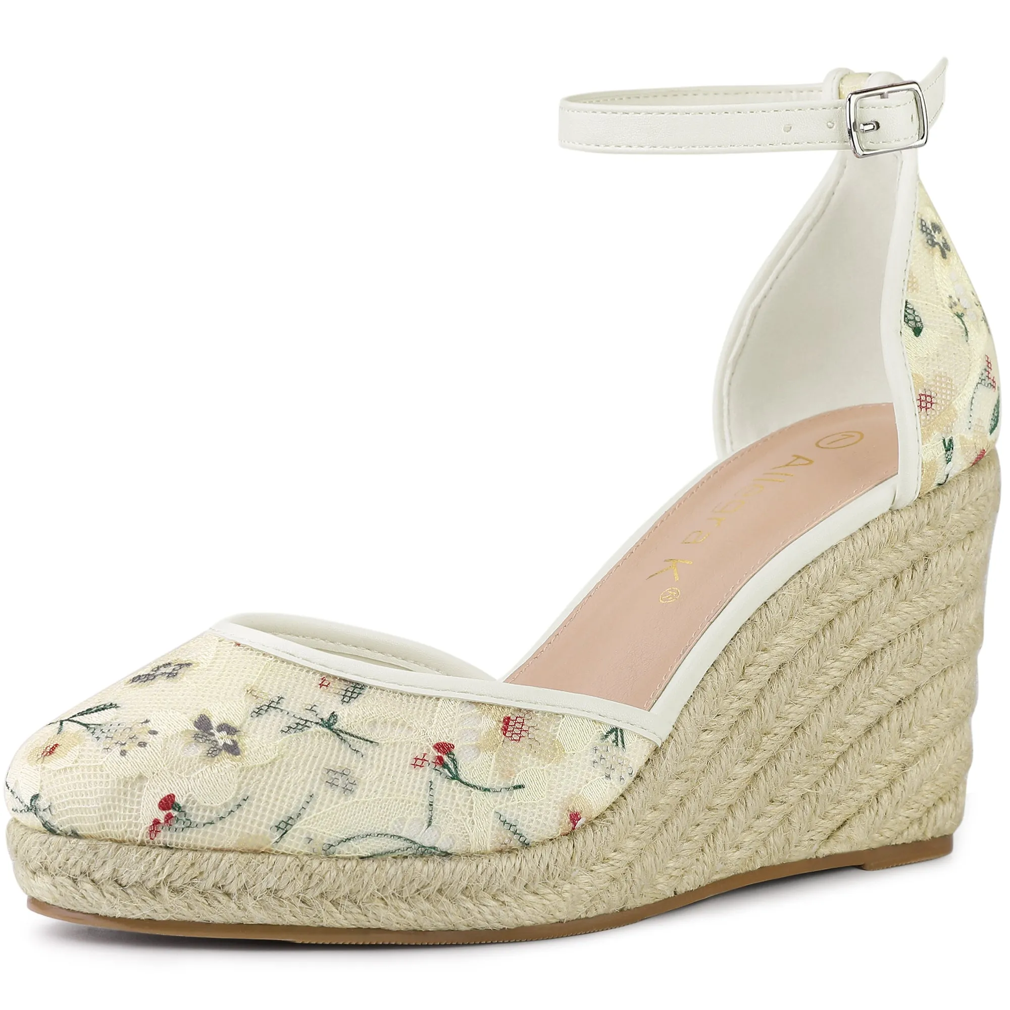 Closed Toe Espadrille Platform Heel Lace Wedge Sandals