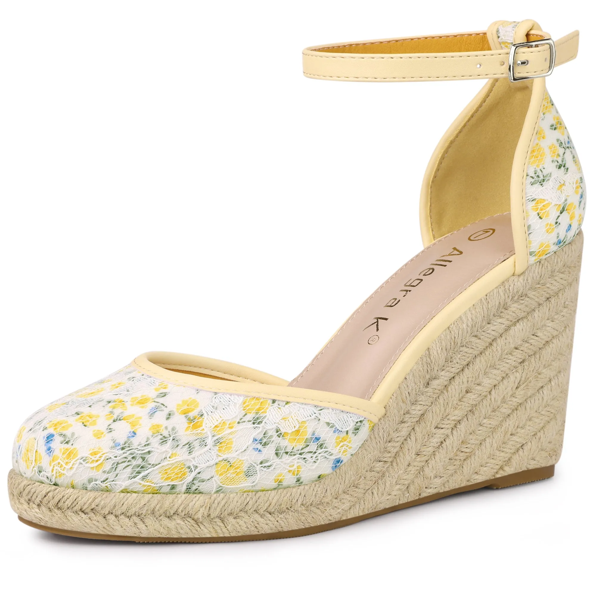 Closed Toe Espadrille Platform Heel Lace Wedge Sandals