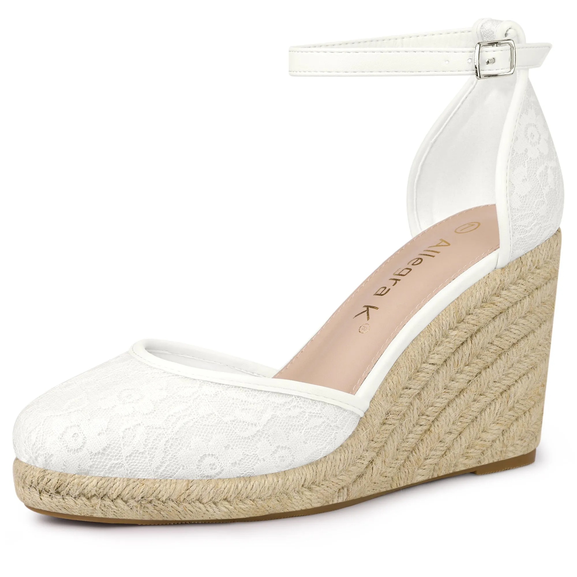 Closed Toe Espadrille Platform Heel Lace Wedge Sandals