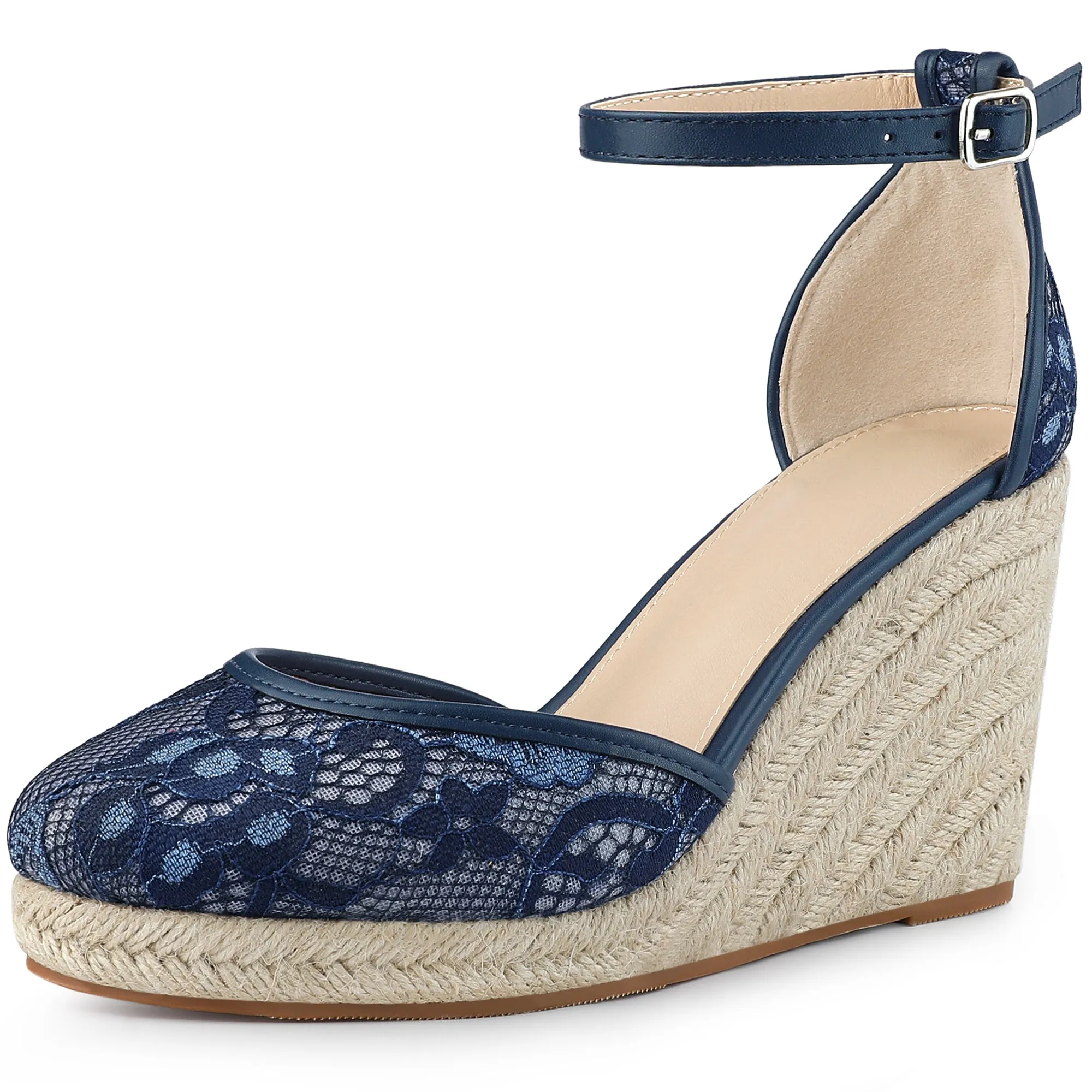 Closed Toe Espadrille Platform Heel Lace Wedge Sandals