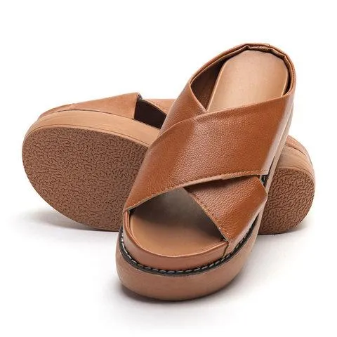 Criss cross platform slides slip on slide sandals