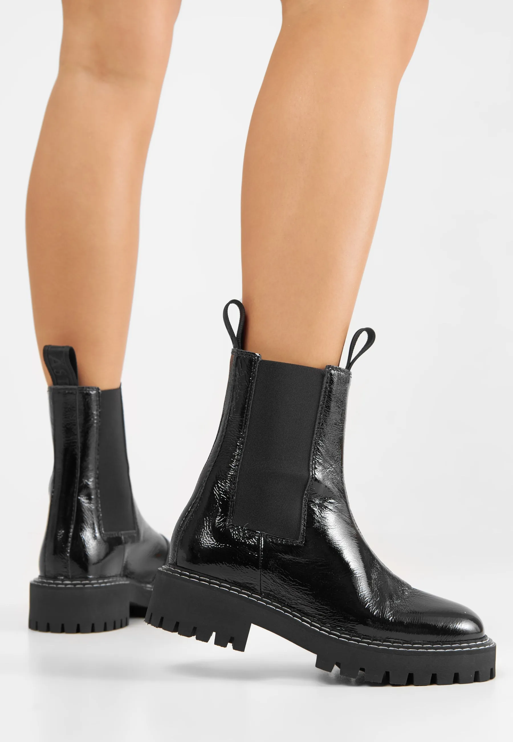 Daze Black Patent Leather Chelsea Boots