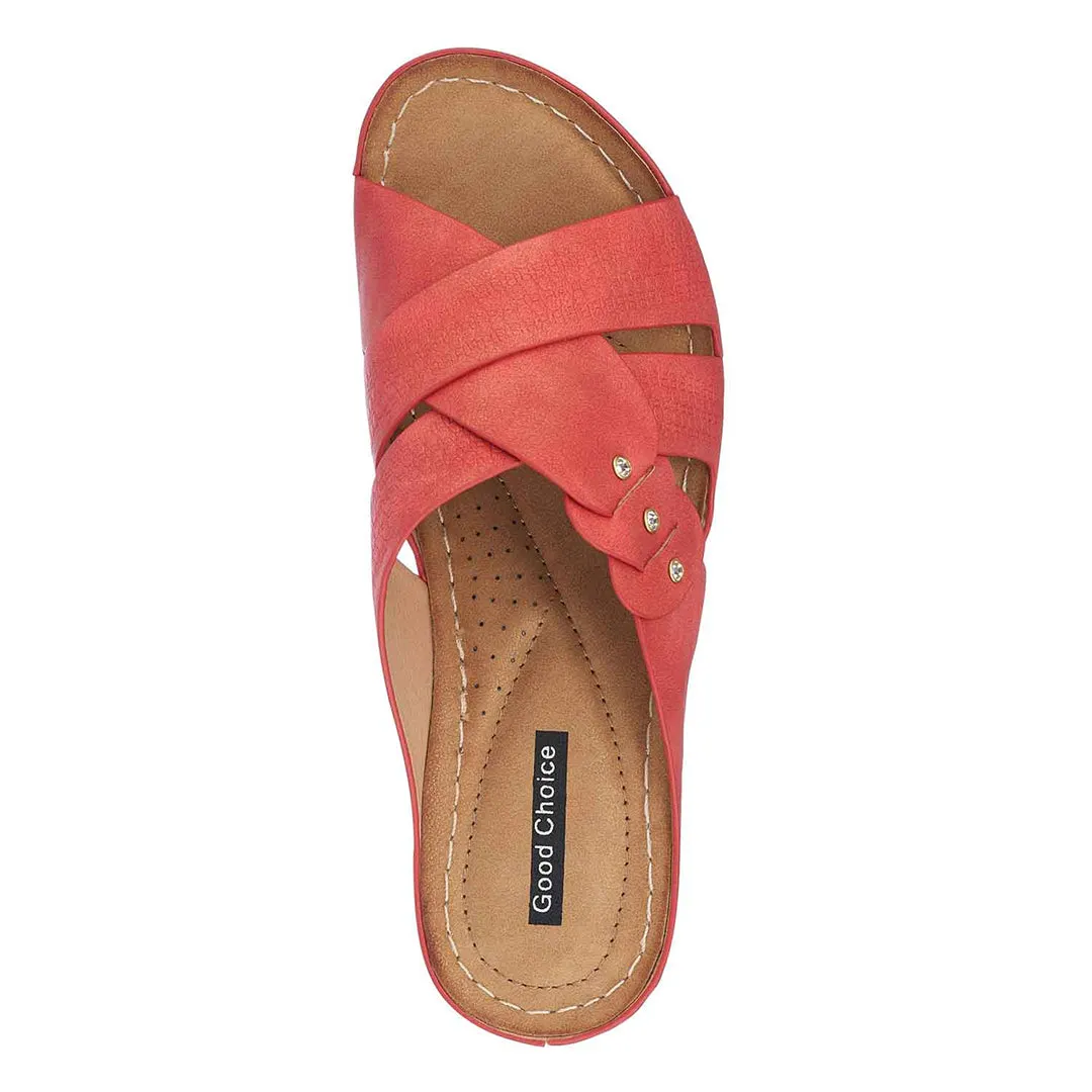 Dorty Red Wedge Sandals