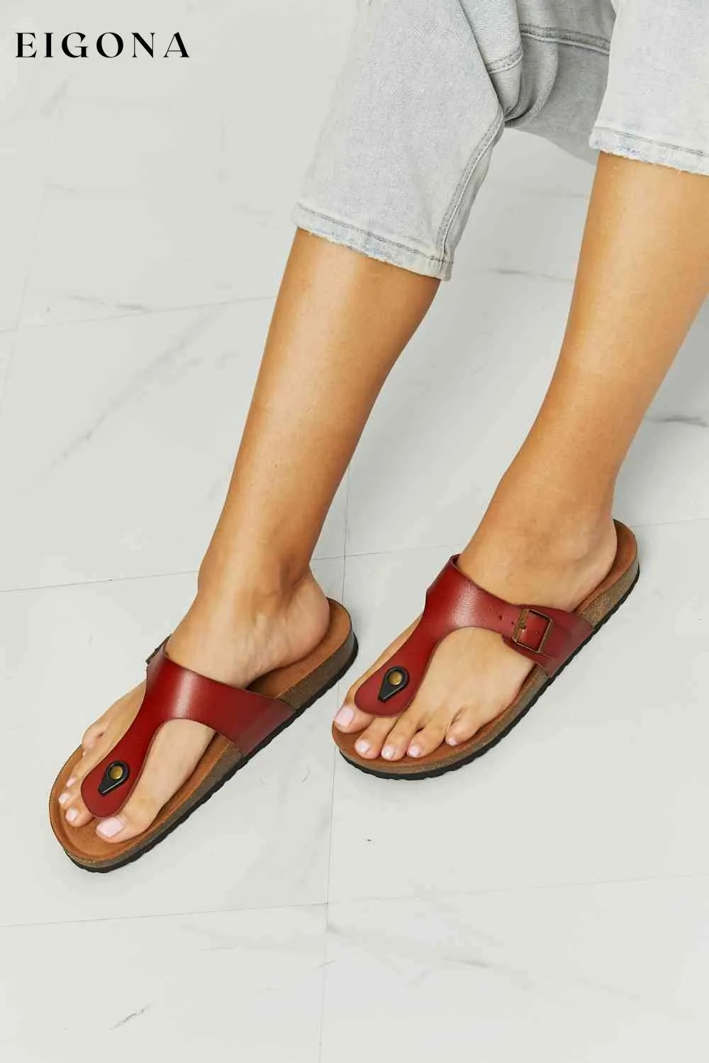 Drift Away T-Strap Flip-Flop in Red