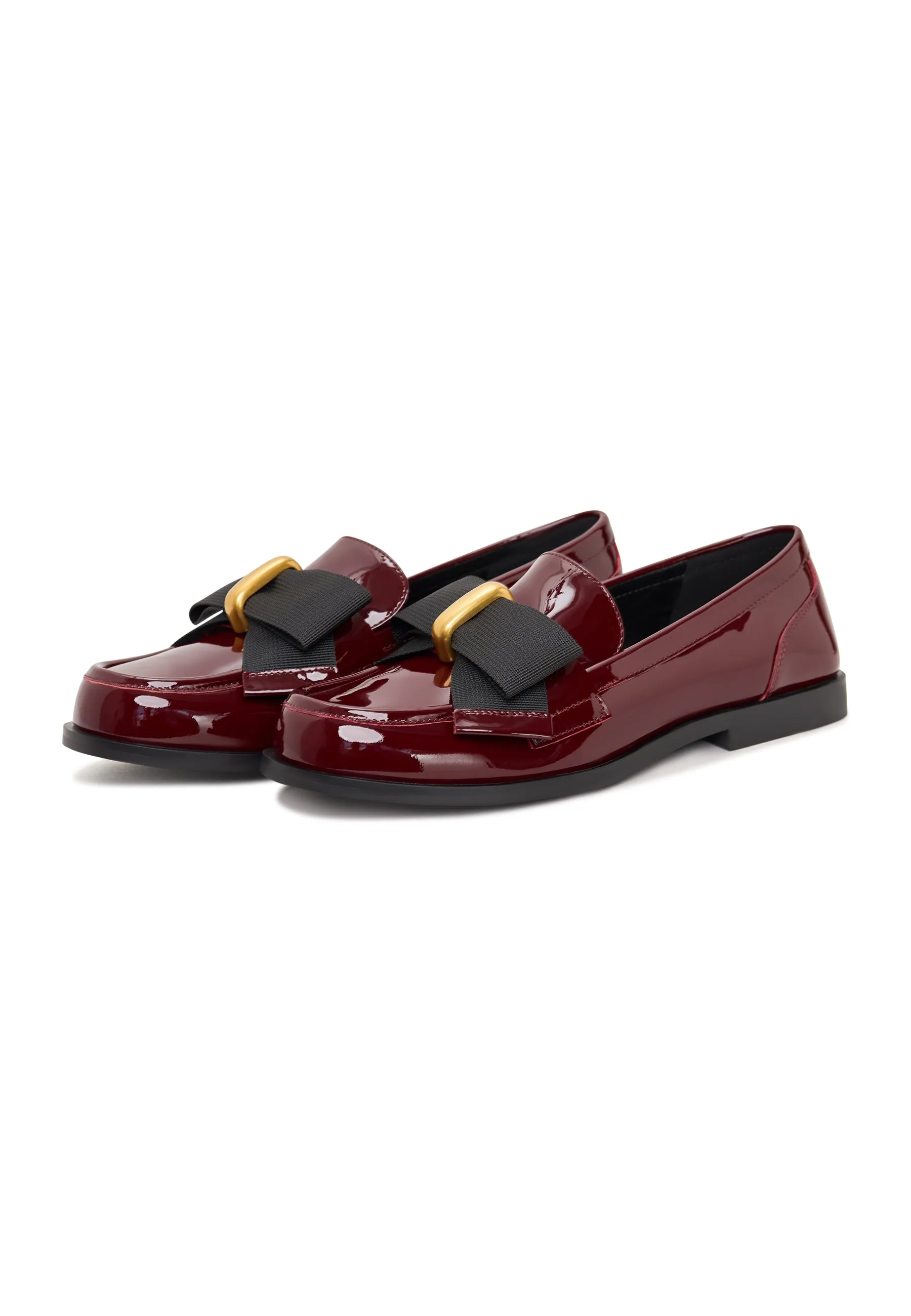 Elegant Loafers with Gold Bow Dorothy - Patent Red