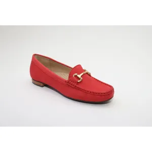 Elevate Your Sole 25836 Sunflower Ladies Red Nubuck Leather Loafers