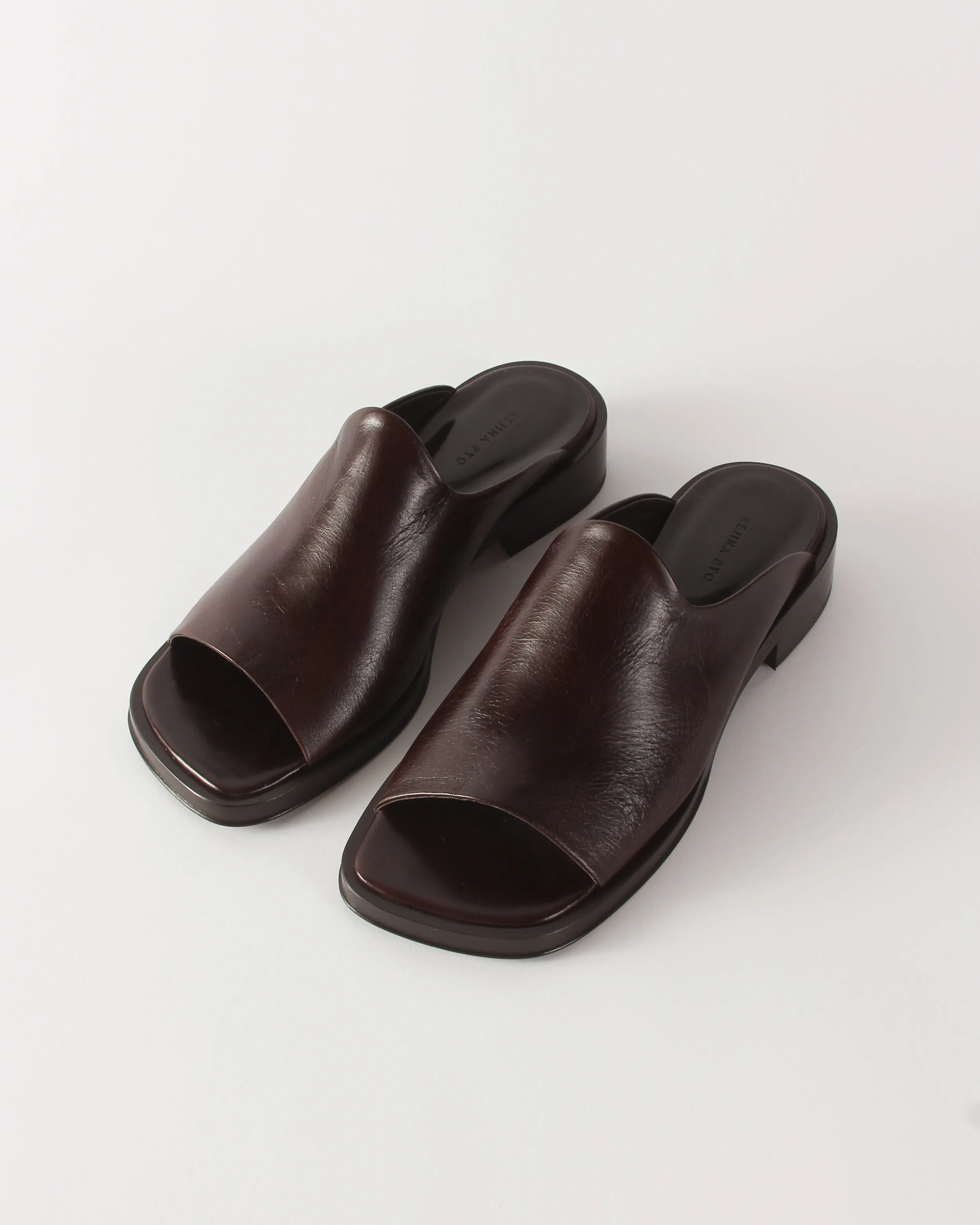 Flat Mule Leather Brown