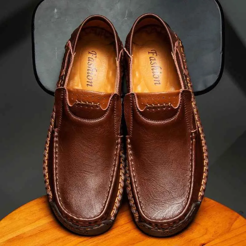 Flats Comfortable Leather Brown Men's Casual Shoes