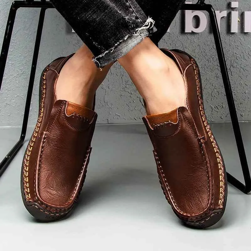 Flats Comfortable Leather Brown Men's Casual Shoes