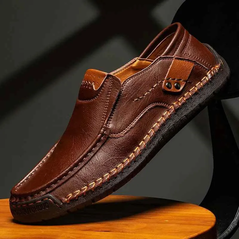 Flats Comfortable Leather Brown Men's Casual Shoes