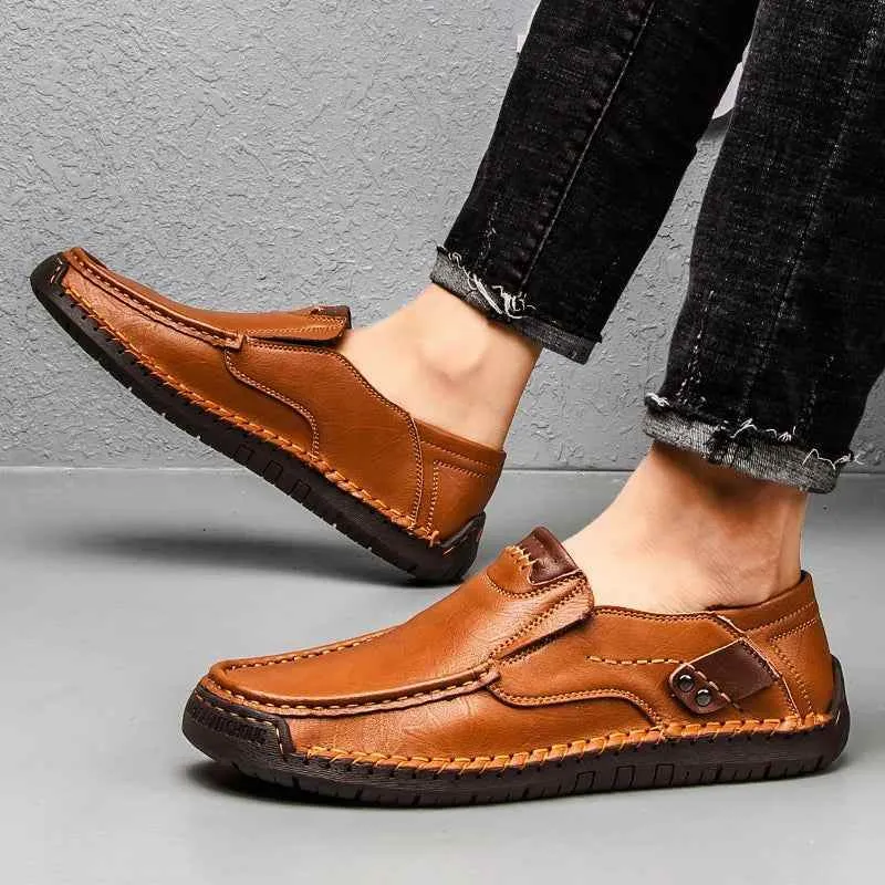 Flats Comfortable Leather Brown Men's Casual Shoes