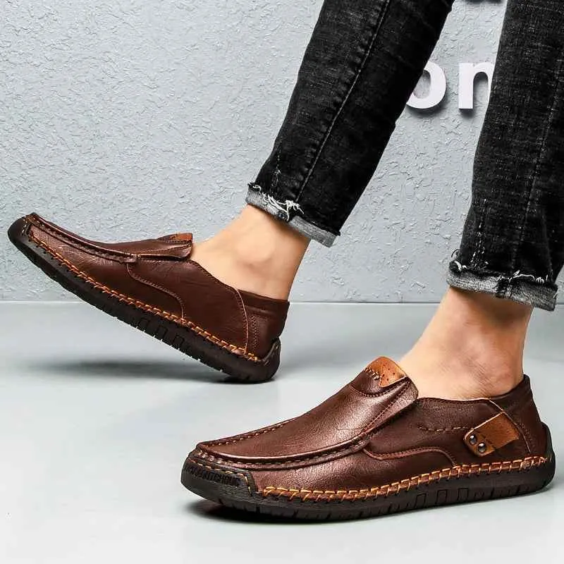 Flats Comfortable Leather Brown Men's Casual Shoes