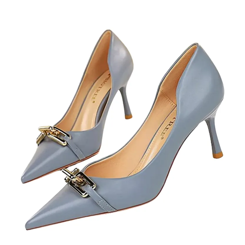 Funki Buys | Shoes | Women's Pointed Toe Metal Buckle Pumps