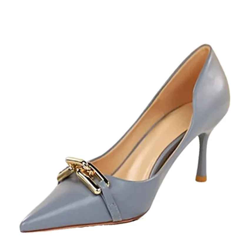 Funki Buys | Shoes | Women's Pointed Toe Metal Buckle Pumps