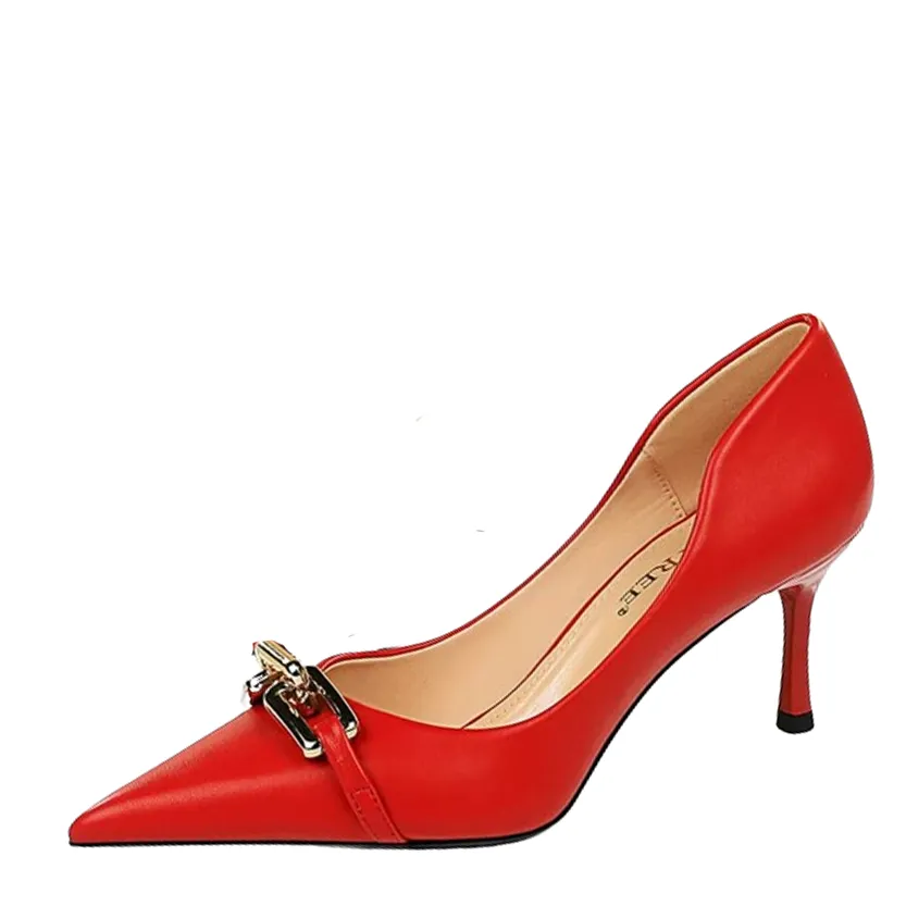 Funki Buys | Shoes | Women's Pointed Toe Metal Buckle Pumps