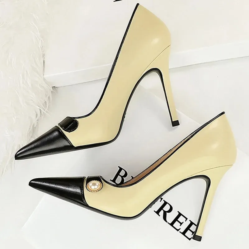 Funki Buys | Shoes | Women's Retro Pearl Button Dress Pumps