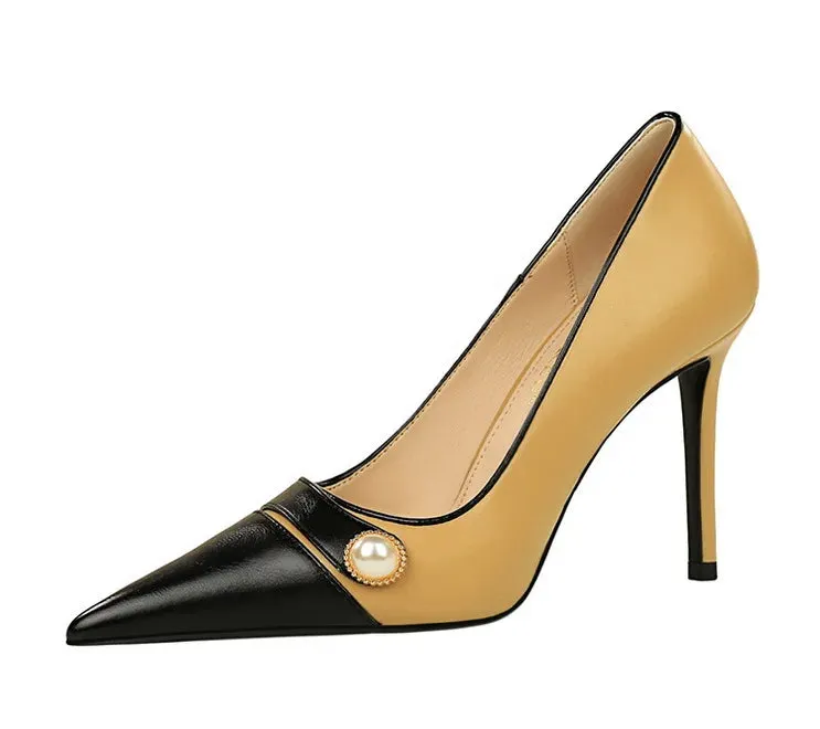 Funki Buys | Shoes | Women's Retro Pearl Button Dress Pumps