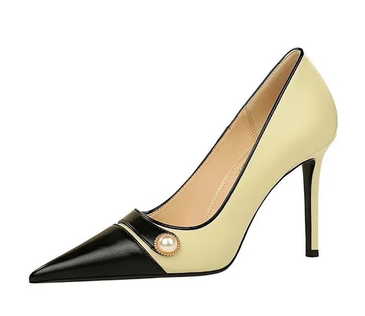 Funki Buys | Shoes | Women's Retro Pearl Button Dress Pumps