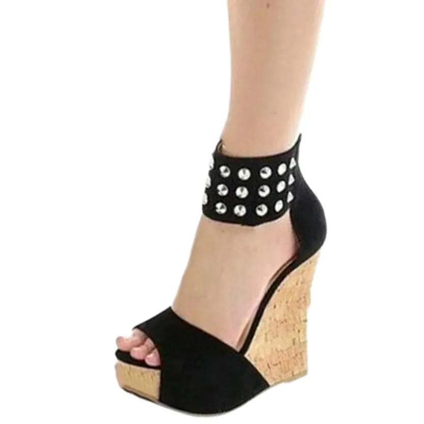 Funki Buys | Shoes | Women's Super High Rivet Wedge Sandals