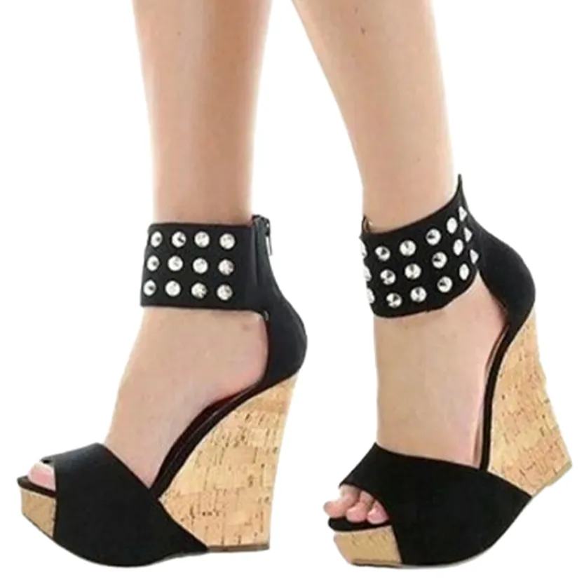 Funki Buys | Shoes | Women's Super High Rivet Wedge Sandals