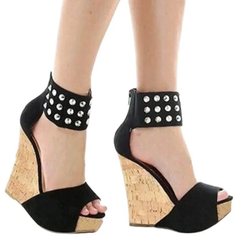 Funki Buys | Shoes | Women's Super High Rivet Wedge Sandals